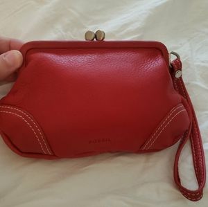 Fossil red faux leather coin purse